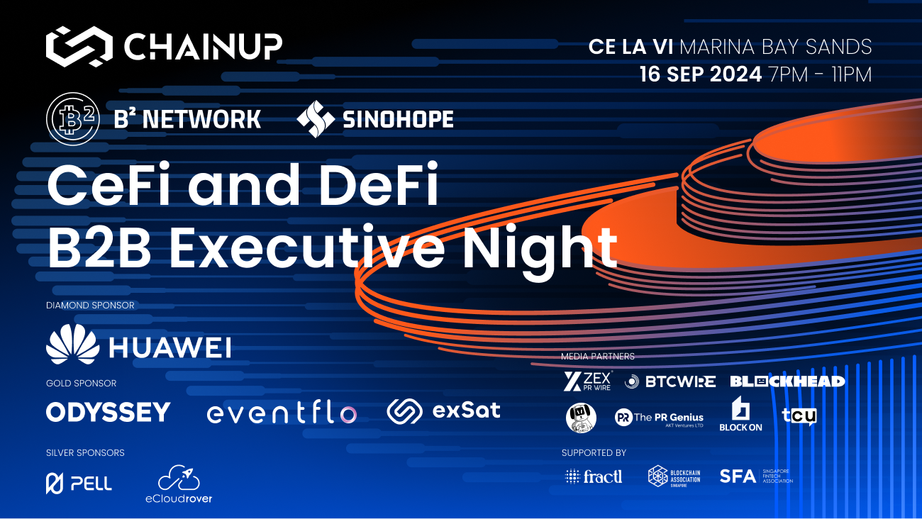 CeFi and DeFi B2B Executive Night is happening on 16 September at 7 pm.