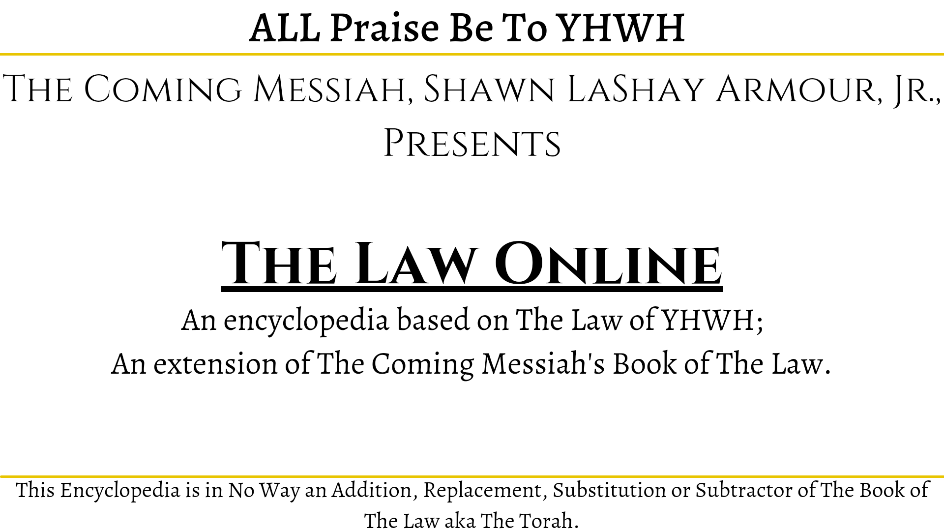 The Coming Messiah - The Law Online (Cover)