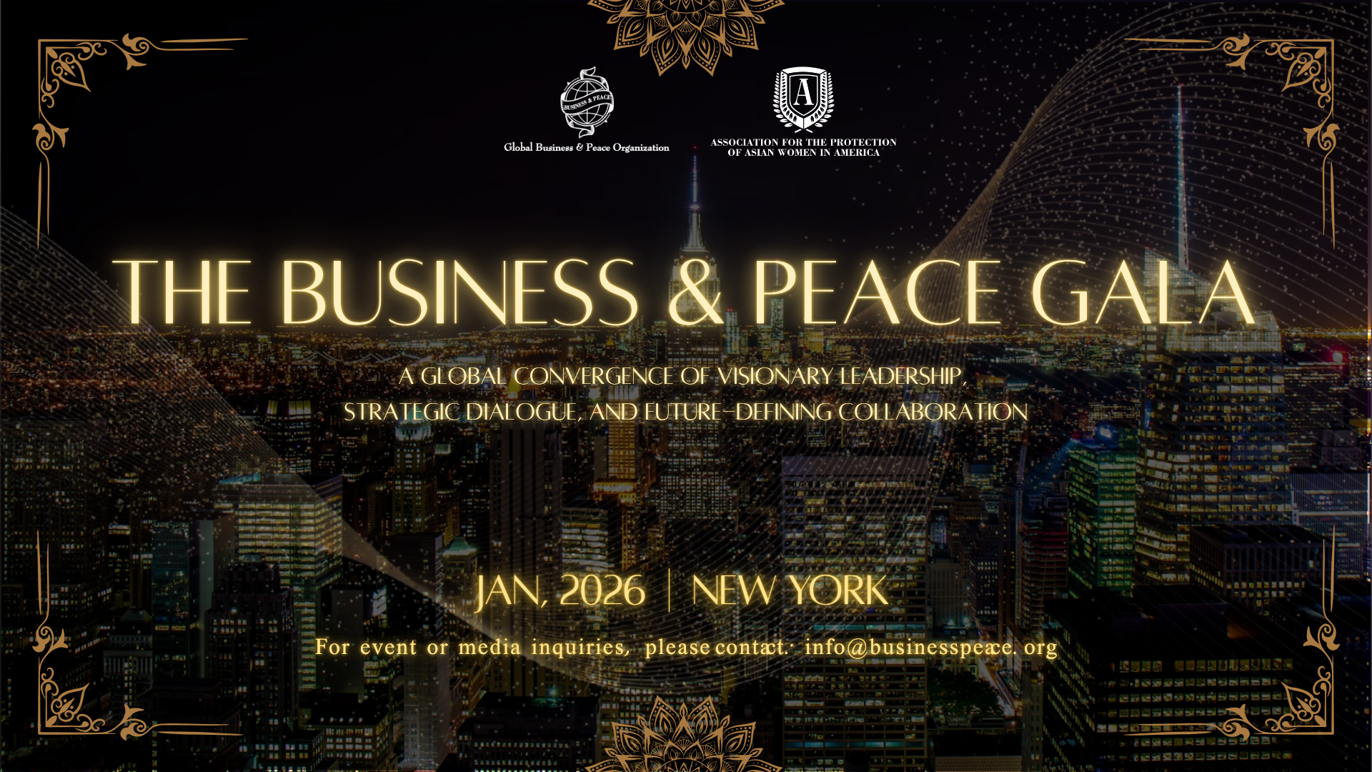 The Business and Peace Gala to Illuminate New York in 2026