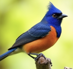 Blue cardinal sitting on a branch